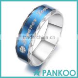 Hot sale forever love blue stainless steel inlay cubic zirconia rings