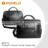 PU leather business shoulder handbag with strap