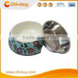 Chi-buy Blue Cartoon Girl Detachable Dual Melamine Pet Bowl Antiskid Dog Cat Food Water Bowl,M Size:5.12"LX6.89"WX2.36"H thumbnail-1