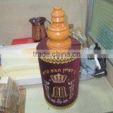 Unique Shape Creative Design Wooden Wine Box With Flannelette Covered