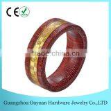 Factory Wholesale Natural Wood Rings Jewelry, Gold Foil Inlay Wood Rings Men thumbnail-1