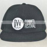 Guangzhou Hat Factory Professional Custom 6 Panle / 100% Acrylic/embroidery Trademark/black/flat Brim Hat