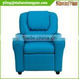 Contemporary Light Blue Kids Recliner With Cup Holder and Headrest thumbnail-1