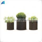 3-piece Outdoor Fashion Rattan Wicker Round Flower Planter thumbnail-2