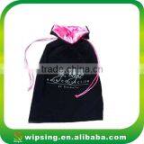 Logo Printed Velvet Bag Silk Drawstring Satin Lined Velvet Pouch thumbnail-1