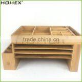Bamboo Office Supplies Organizer Caddy for Note Pad, File Holder Homex-BSCI Factory thumbnail-1