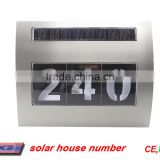 stainless steel led house number light with solar light