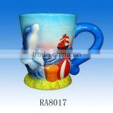 Ceramic Embossed Beer Mug With Summer Holiday Design thumbnail-1