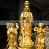 Gold Color Brass Song zi Guan Yin Statue Fengshui Sculpture thumbnail-1