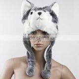 Cartoon Animal Wolf Cute Fluffy Plush Winter Hat Cap thumbnail-1