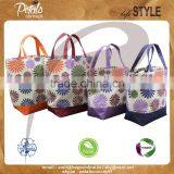 Flora Print Jute Shopping Bag With Bottom One Color Fabric Jute thumbnail-1