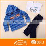 Navy Blue Baby Boys Printed Three Pcs Clothing Sets thumbnail-1