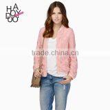 HAODUOYI Women Zip Front Lace Embroidery Jacket Base Ball Style Sport Blazer thumbnail-1
