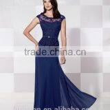 Royal Blue Lace Chiffon Scoop Neck Sexy Mother of the Bride thumbnail-1