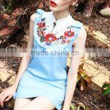 Maxnegio Woman Korean Mini Vintage Embroidered Dress thumbnail-4