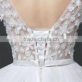 MGOO Beaded Embroidery Wrap Chest Cream Crepe Empire Vintage Wedding Dress Formal Dress With Half Sleeve thumbnail-6