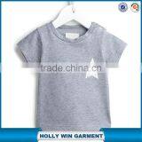 2016 Simple Quality Gray Kids Tshirts With Custom Stars Printing Wholesale