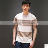 Summer Japanese Men Round Collar Stripe Leisure T-shirt Color Stitching Loose Cotton With Short Sleeves thumbnail-4