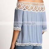 Zm50315b Europe Plus Size Women Clothing New Style Blouse Women Lace Chiffon Georgette thumbnail-4