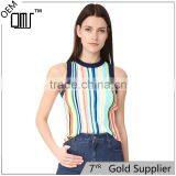 2017 OEM Sleeveless Rich Texture Rainbow Vertical Striped Blouse thumbnail-1