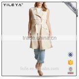 Fashion Longline Plain Women Work Vest With Belt Sleeveless Jacket for Ladies thumbnail-2