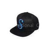 Black Acrylic Snapback Baseball Caps 6 Panel Embroidered Baseball Hats