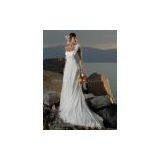 One Shoulder Hand Made Flowers Chiffon Bridal Wedding Dress thumbnail-1