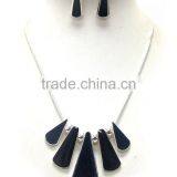 Epoxy Deco Multi Bar Link Drop Necklace Earring Set