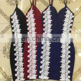 Amigo 2017 New Designer Strap Low Cut Sexy Lace Flower Bandage Dress Dew Check Midi Evening Dresses for Ladis Party Wear thumbnail-2