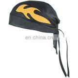 HMB-901H LEATHER FLAMES SKULL CAP DURAG HEAD WRAP BANDANA SKULLCAP HATS SCARF