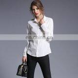 OEM Casual Fashion Women Shirts Long Sleeve White Striped Office Shirt thumbnail-3