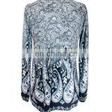 Front Embroidery and Paisley Print Komono Blouse For Women thumbnail-2