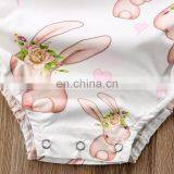 2019 Baby Rompers Bunny Full Print Bodysuit Rabbit Fly Sleeved Floral Bodysuits Easter Day thumbnail-4