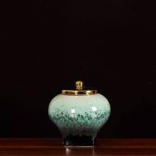 Modern Creative Chinese Jingdezhen Green Storage Jar Ceramic Vase With Lid For Indoor thumbnail-2