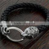 8mm Men Snakeskin Leather Oval Hasp Alloy Dragon Head Bracelet thumbnail-4