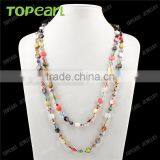 Multicolor Coin Shell Beads With Crystal Necklace 60 Inch Long GN162 thumbnail-3