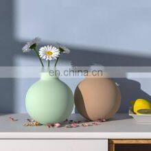 Morandi Matt Color Nordic Round Design Model Home Room Flowers Decorative Ornament Ceramic Vase thumbnail-4