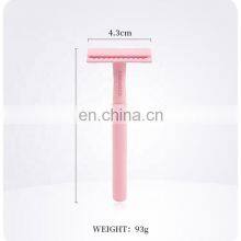 Women Lady Girl Body Cleaning Pink Private Label Eco-Friendly Changeable Long Double Edge Safety Razor Best Gift thumbnail-2