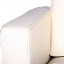 Florence Knoll Style Tufted Leather 2-Seater Sofa, Modern White Loveseat With Stainless Steel Base for Living Room Hotel thumbnail-3