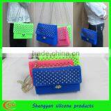 2013 Latest Pochi Silicone Purse With Gold Long Chain and Studs thumbnail-1