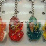 Frog amber key chain,Promotional key chain with inset shell,amber keychain pendant