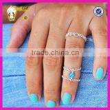 Fashion Gemstone Turquoise Beads Girls Finger Rings, Silver Chin Knuckle Ring thumbnail-2