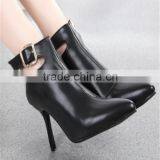 Black Women Pointy Toe High Heel Knee High Boots Pencil High Heel 9cm Shoes thumbnail-1