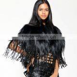 Unique European Style Cape Fur Leather Tassels Vintage Latest Women Fashion Winter 2013 "11"