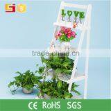 Decroative Garden Wrought Wooden Flower Shelf thumbnail-1