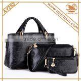 3 Pieces Vintage Leather Ladies Handbag Tote Bag Purse Set thumbnail-1