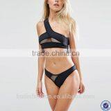China Wholesale Swim Wear Bikini Gold Supplier Custom Fashion One Shoulder Bralette Hipster Cut Sexi Open Bikini thumbnail-1