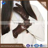 Main Product Ladies Warm Silk Dark Brown Sheepskin Leather Touch Screen Gloves thumbnail-1