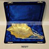 Gold Finish Embossed Brass Dry Fruit, Candy & Nut Bowl in Velvet Box for Corporate Gifts thumbnail-2