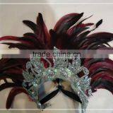 Mask/Headdress With Coque Feathers, Red thumbnail-1